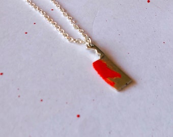 Bloody Cleaver charm necklace, horror necklace, serial killer jewelry, horror jewelry,