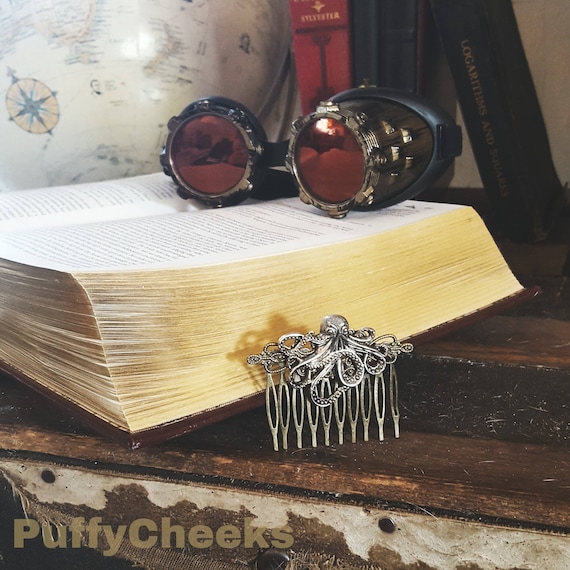 Steampunk hair comb with a book pendant Steampunk Hair Piece. Book, Lace. Wedding Hair Accessories  main image 3