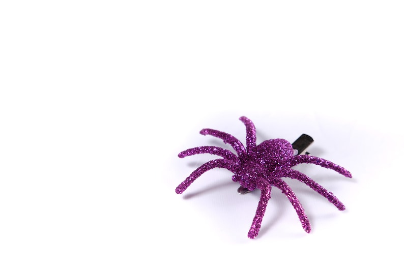 Glitter Spider Hair Clip, Halloween accessories, spooky accessories, Halloween hair clips image 2