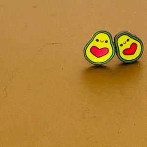 Tiny Kawaii clay Avocado earrings / kawaii accessories and jewelry