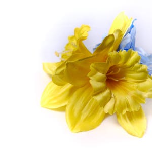 Double Daffodils and iris pin up cluster comb or clip by PuffyCheeks