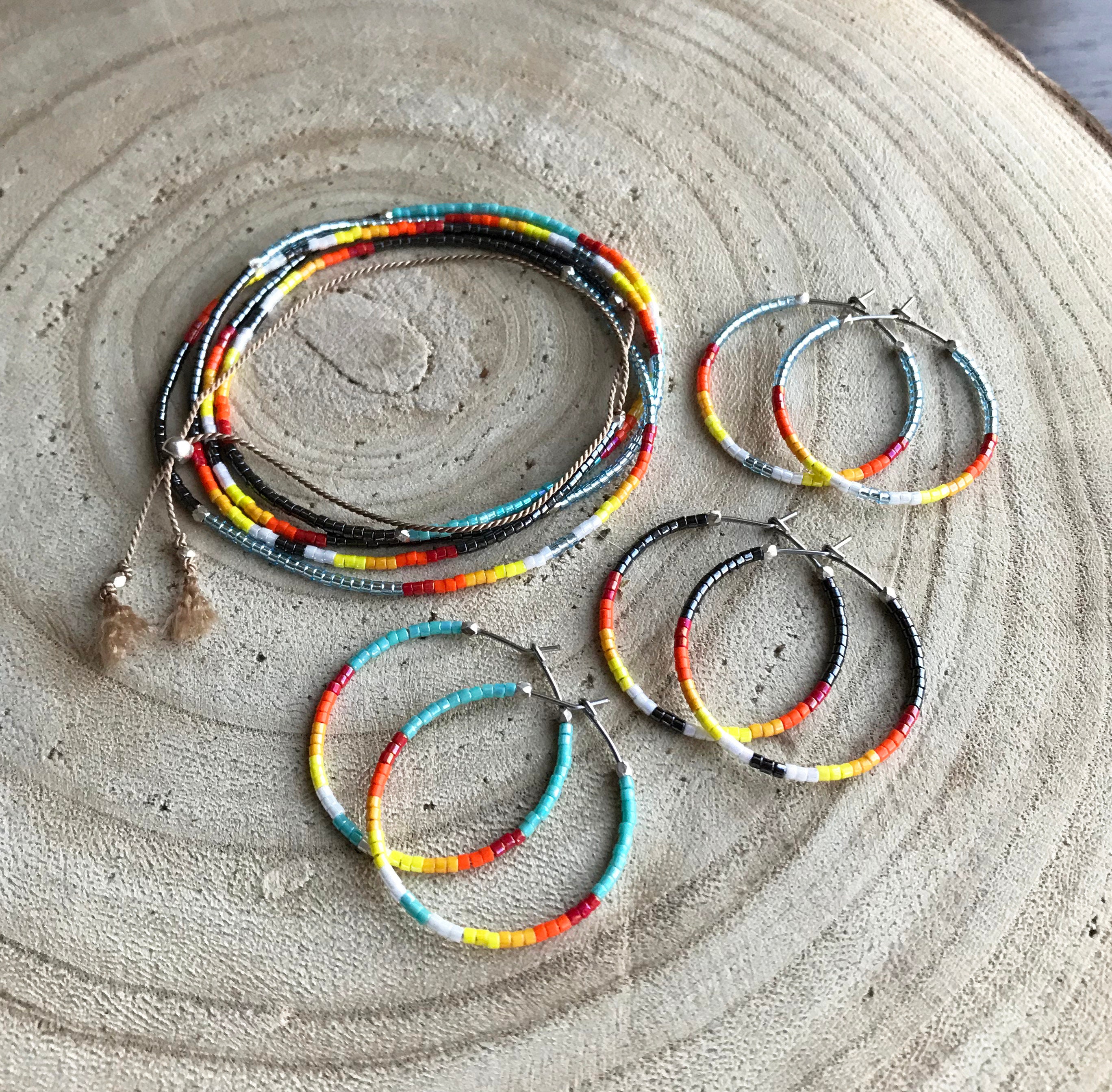 Native american beaded hoop earrings sale