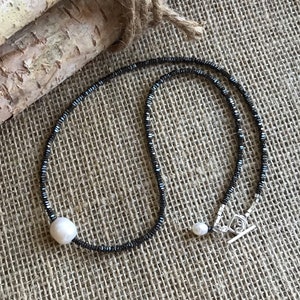 Pearl Choker Necklace, Black Gemstone Necklace, Sundance Style Pearl Bracelet, Triple Wrap Bracelet, Convertible Hill Tribe Jewelry, N28