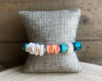 Turquoise Southwest Chunky Bracelet, Sundance Style Spiny