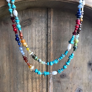 Colorful Convertible Wrap Bracelet/Necklace, Gemstone Sundance Style Jewelry, Stacking Turquoise Bracelet, Layering Ombre Necklace, C12