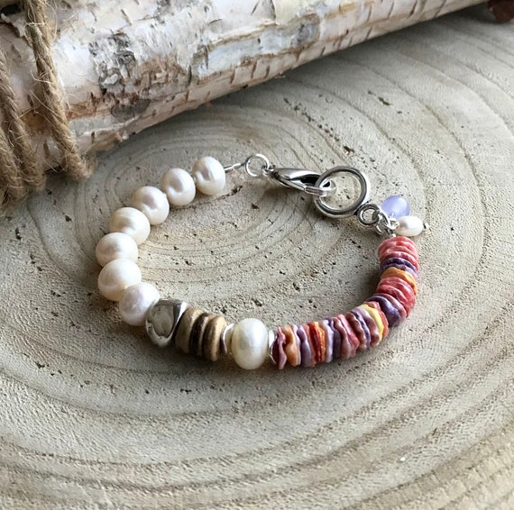 Pearl Bracelet Colorful Shell Bracelet Sundance Style Beaded