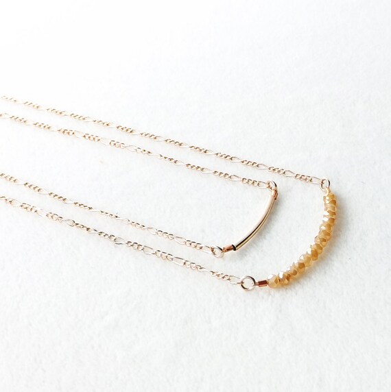 Items similar to Rose Gold Necklace, Necklace Set, Bar Necklace ...