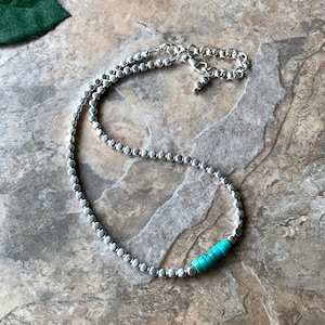 Turquoise Choker Necklace, Silver Layering Necklace, Minimalist Choker Necklace, Sundance Style Southwest Necklace Set with Bracelet, N7