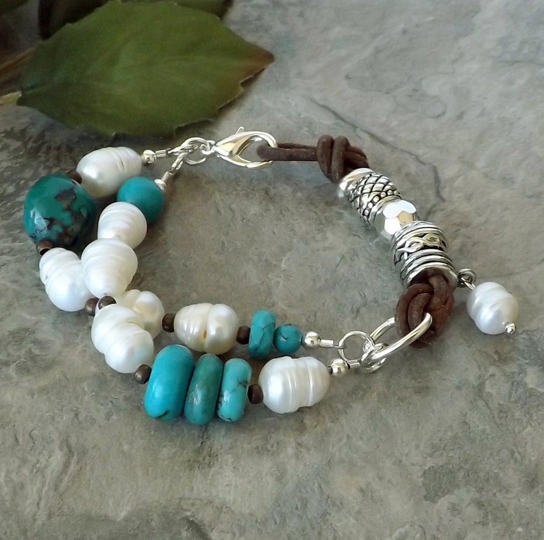 Turquoise Nugget Bracelet Pearl Silver Bracelet Sundance - Etsy