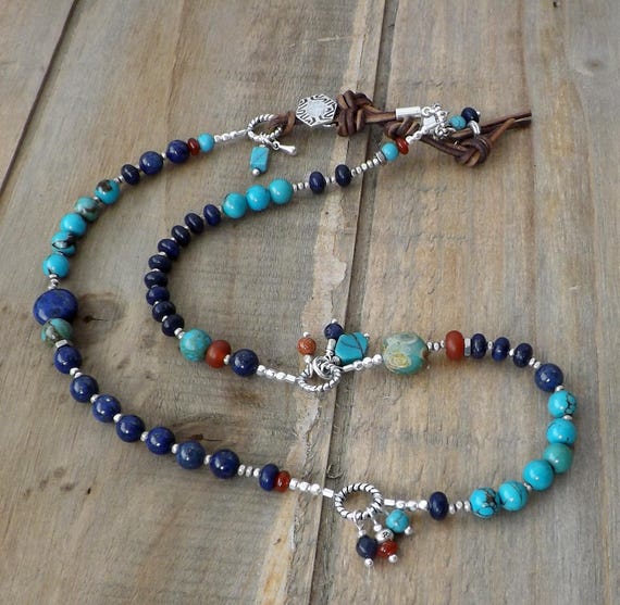 Beachy Chic Karen Hill Tribe Printed Bar and Toggle Clasp Sterling Silver Sleeping Beauty Turquoise Bracelet Heavy Figaro Chain
