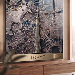 Ensemble d'affiches et de cartes de la série Tokyo Core : affiche architecturale, diorama 3D de la ville et 2 cartes imprimées, décoration murale, téléchargement numérique