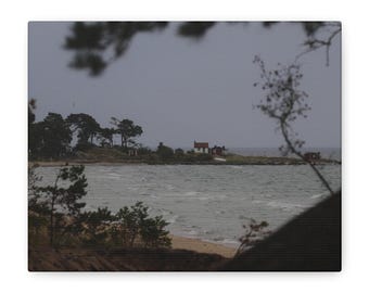 Coastal Cottage Seascape Canvas