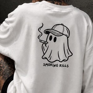Smoking Ghost Sweatshirt – Rolig Ghost-tröja – Alternativ Streetwear