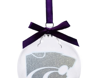 Kansas State University Purple Power Cat Christmas Ornament