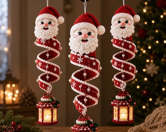 Santa Spiral Spring Ornament Crochet Pattern PDF | Amigurumi Christmas Lantern Ornament | Advanced Beginner/Intermediate | 13-14 In