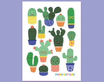 Cactus art print, plant lover gift, plant illustration, plant art print, housewarming gift, plant mom, plant mum