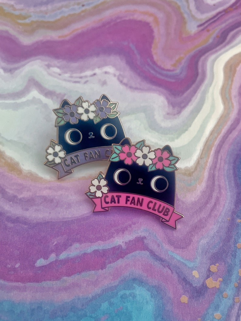 Black Cat Fan Club Enamel Pin Badge, hard enamel pin, cat lapel badge, cat pin, cute cat pin, kawaii pin badge image 6