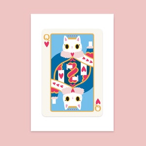 Impression d'art chat reine de coeur - impression d'art kawaii mignonne - impression d'art chat - décoration murale chat