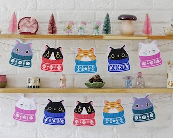 Cozy Cats Christmas Bunting – Festive Cat Garland Decoration