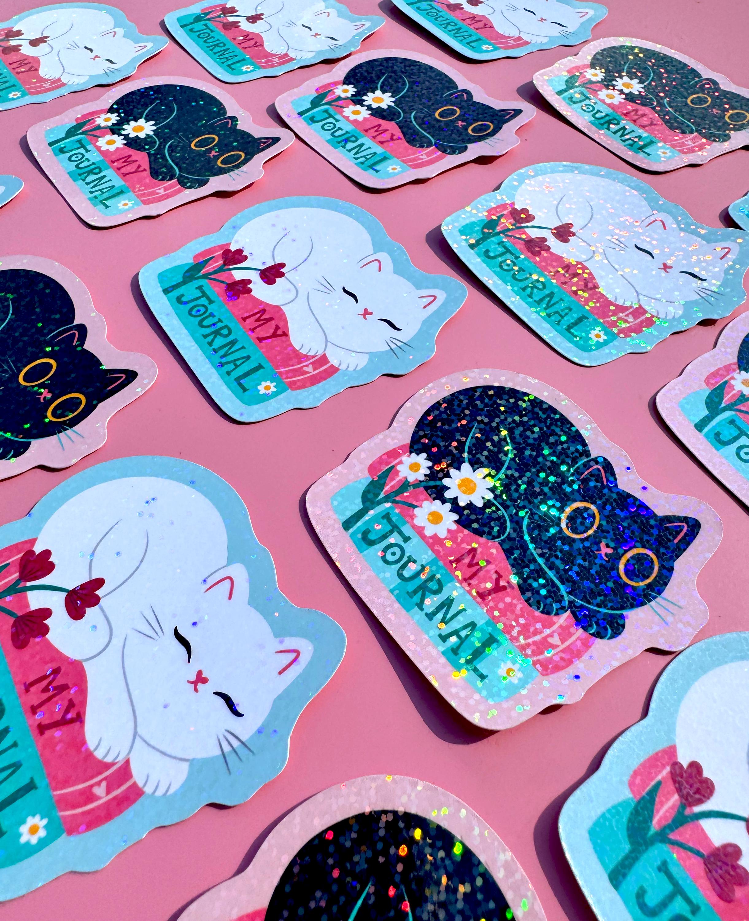 Cute Kawaii Sparkle Cat Sticker - My Journal Sticker - Etsy