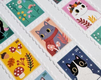 Cute Cat Stamp Washi Tape |  Postage Stamp Decorative Tape for Planners & Journals