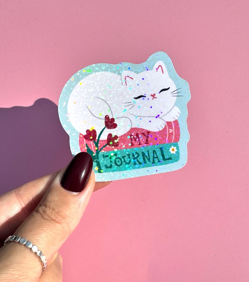 Cute Kawaii Sparkle Cat Sticker - My Journal Sticker - Etsy