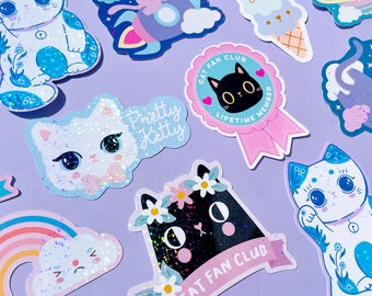 Sticker Saver Pack - choose your own stickers kawaii sparkle vinyl stickers, laptop decal cute cat stickers