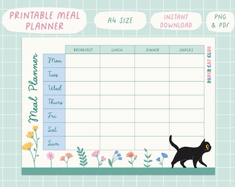 Super Cute Daily Planner Printable Flower and Cat Theme Download and ...