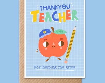Carta dell'insegnante di ringraziamento - biglietto di auguri di fine anno della scuola grazie alla carta dell'insegnante