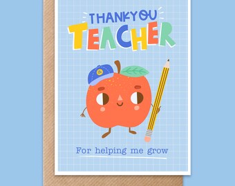 Thankyou Teacher Card - school end of term greeting card thank you teacher card