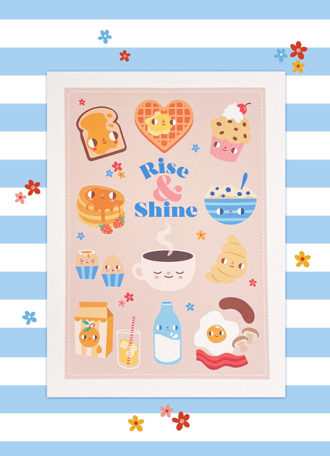 Rise and Shine Breakfast Art Print A4 or A5 Kawaii - Etsy
