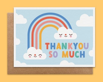 Thankyou Rainbow card- Cute and kawaii thanks eco card
