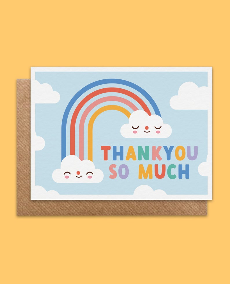 Thankyou Rainbow card Cute and kawaii thanks eco card image 1