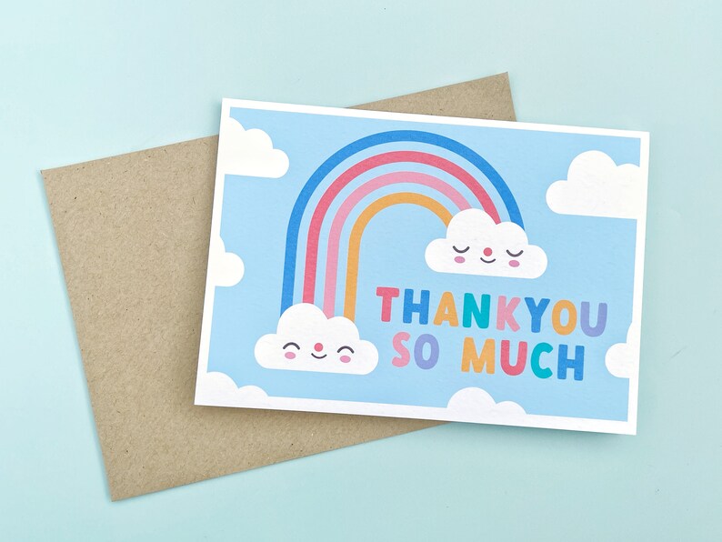 Thankyou Rainbow card Cute and kawaii thanks eco card image 3