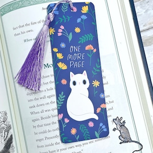 Cat Bookmark - cute cat flower bookmark with tassle, a perfect cat gift