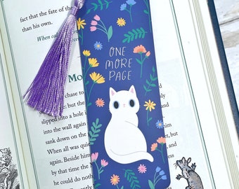 Cat Bookmark - cute cat flower bookmark with tassle, a perfect cat gift