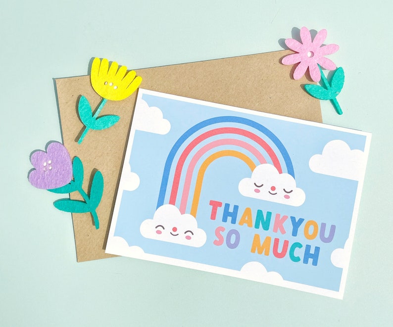 Thankyou Rainbow card Cute and kawaii thanks eco card image 2