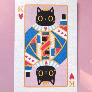 King of Hearts cute cat Valentine card perfect for valentines day and cat lover image 2