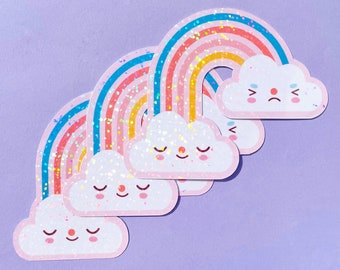 Cute Rainbow Vinyl sticker - sparkly kawaii decal for notebooks, laptops or water bottles