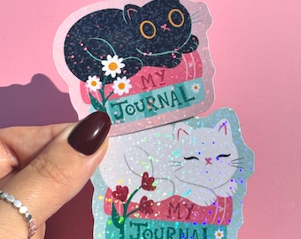 Cute kawaii sparkle cat sticker - My Journal sticker