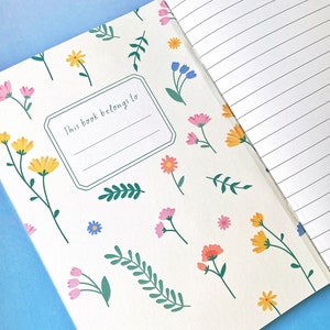 Wildflower White Cat Notebook beautiful springtime stationery recycled eco friendly paper image 5