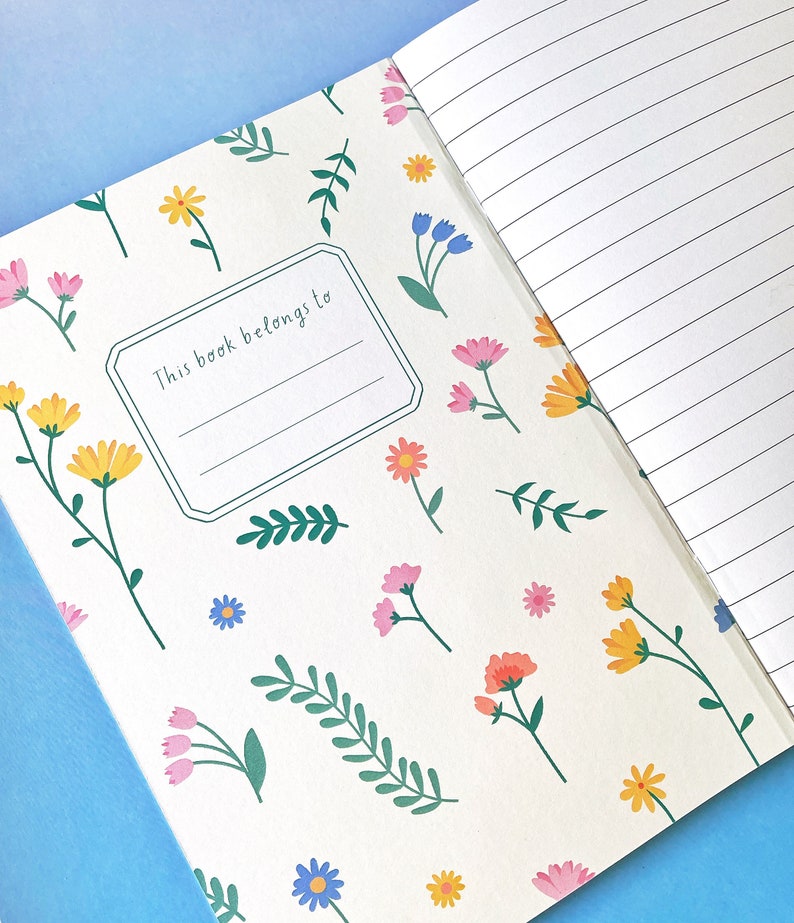 Wildflower White Cat Notebook beautiful springtime stationery recycled eco friendly paper image 5