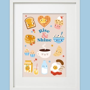 Rise and Shine Breakfast Art Print - A4 or A5 Kawaii Illustration - Etsy
