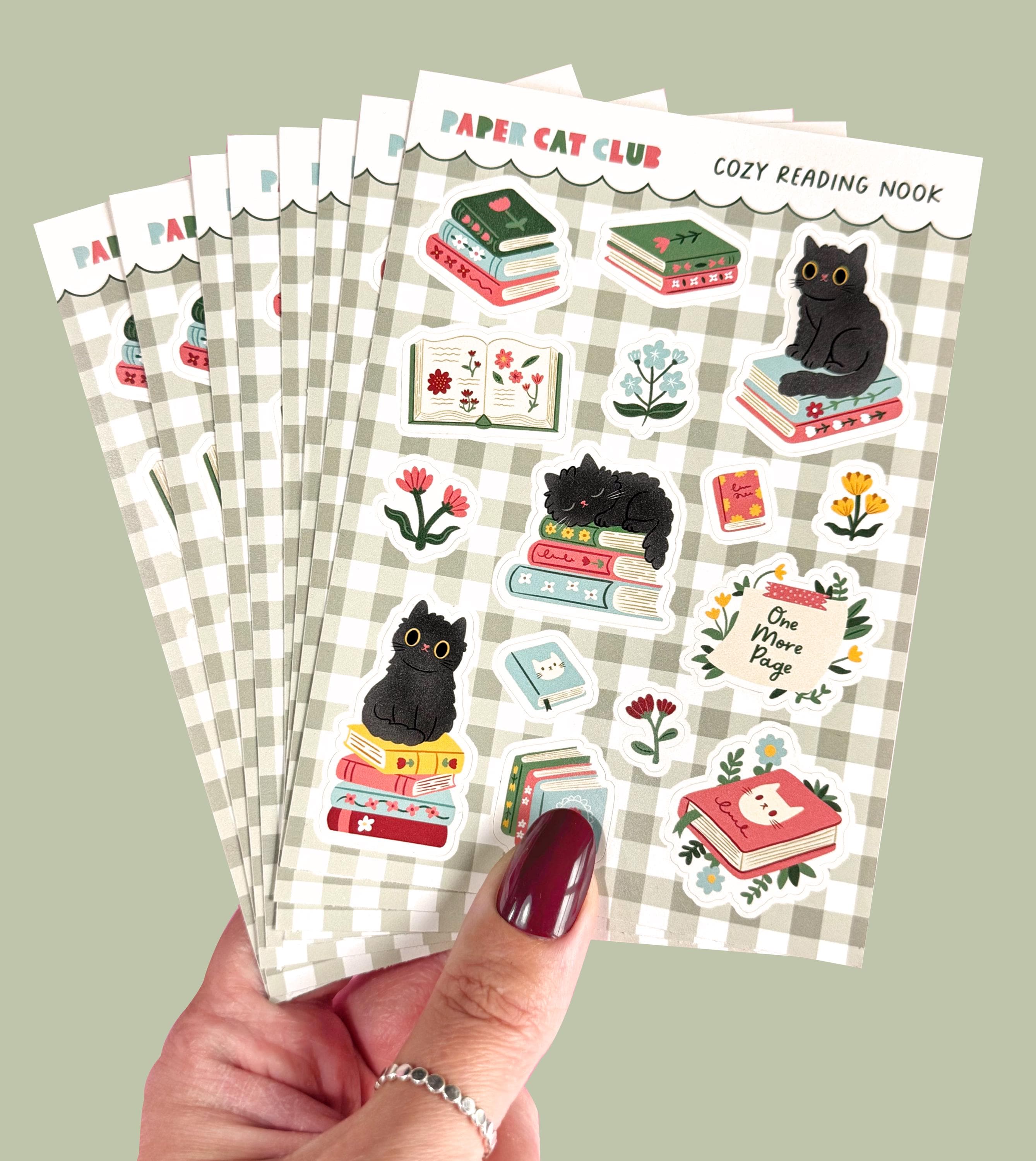 Cozy Reading Nook A6 Sticker Sheet - Cute Cat & Book Planner Stickers ...