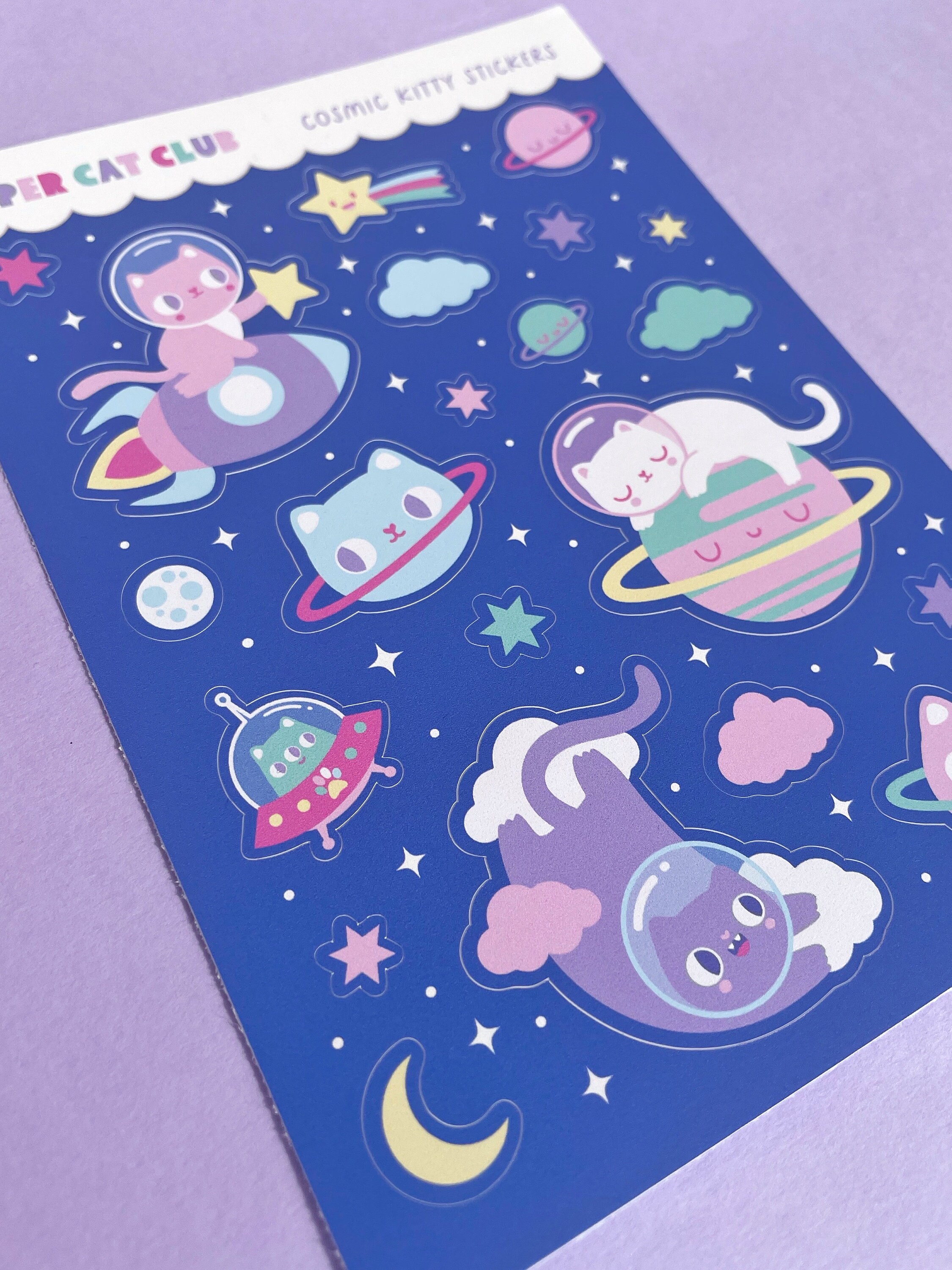Space Kitty Planner Sticker Sheet – Cute Space Cat Stickers for ...