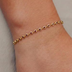 Ruby Bracelet / Silver Bezel Setting Ruby Tennis Bracelet/ Multi-stone Ruby Layering Bracelet / July Birthstone Gift, Gift for Her