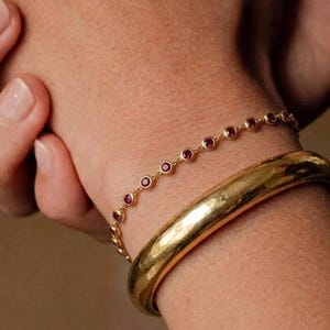 Ruby Bracelet / Silver Bezel Setting Ruby Tennis Bracelet/ Multi-stone Ruby Layering Bracelet / July Birthstone Gift, Gift for Her