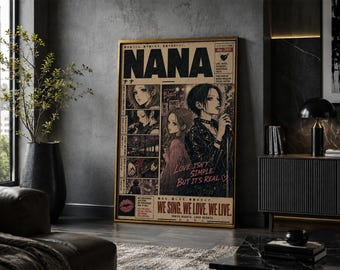 Póster de Nana: Lámina de arte minimalista vintage de anime y manga.