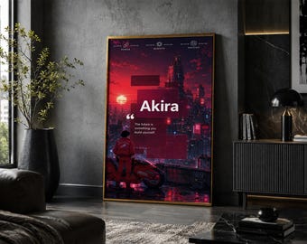 Póster de Akira: Lámina de arte minimalista vintage de anime y manga.