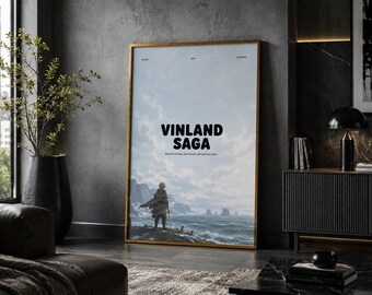 Póster de la saga Vinland: Manga minimalista de anime vintage Lámina artística